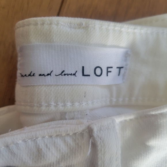LOFT Curvy High Rise Skinny Jeans White Raw Hem Size 25 - Picture 2 of 6